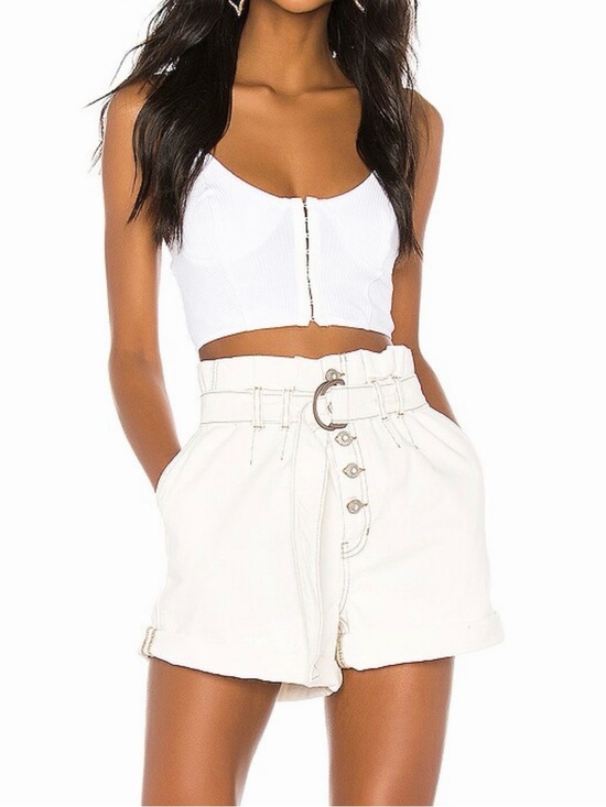 Free People Pants - Free People Cindy Utility Shorts Womens 4 High Rise Adjustable Belt Button Fly